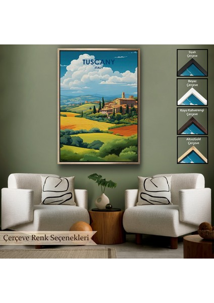 Çerçeveli Toskana Italya Tablosu - TUSCANY-7764