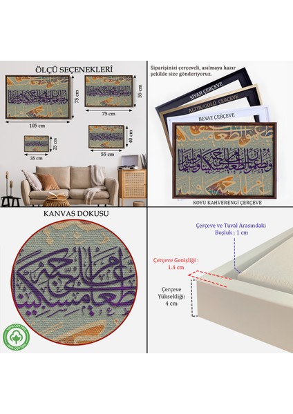 Çerçeveli Yoksul ve Yetim Ile Yemeğini Paylaşırlar Insan Suresi 8. Ayet Yazılı Kanvas TABLO-3372 indirimleri