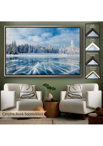 Çerçeveli Donmuş Göl Ukrayna Dekoratif Kanvas Duvar TABLOSU-3537