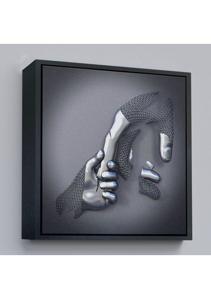 Çerçeveli Metalik Efektli 3D Kanvas Poster, Modern Duvar Dekoru, Gümüş Kanvas TABLO-5357 modelleri