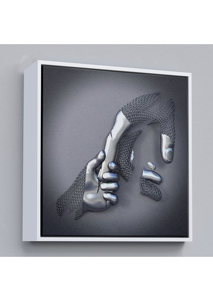 Çerçeveli Metalik Efektli 3D Kanvas Poster, Modern Duvar Dekoru, Gümüş Kanvas TABLO-5357 fırsatları