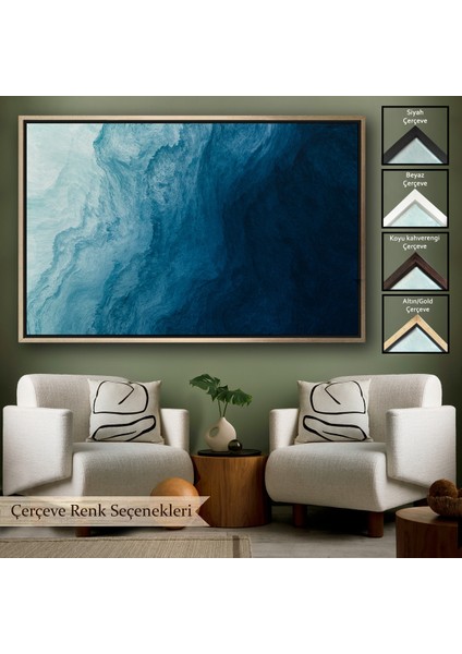 Çerçeveli Okyanus Katmanları Soyut Modern Görüntüsü Kanvas TABLO-5043