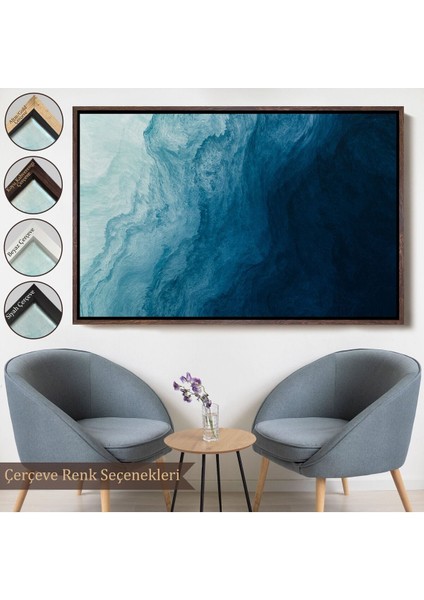 Çerçeveli Okyanus Katmanları Soyut Modern Görüntüsü Kanvas TABLO-5043