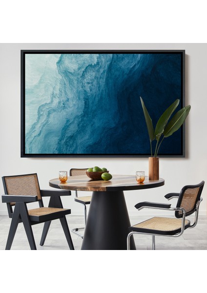 Çerçeveli Okyanus Katmanları Soyut Modern Görüntüsü Kanvas TABLO-5043
