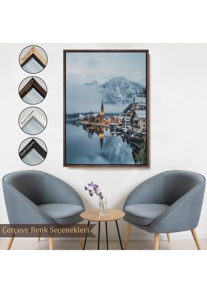 Çerçeveli Hallstatt Avusturya Manzarası Duvar TABLOSU-6028