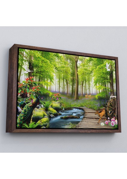 Çerçeveli Ormandaki Hayvanlar Dekoratif Kanvas Duvar TABLOSU-3713 fiyatları