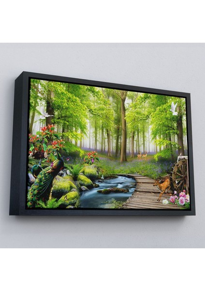 Çerçeveli Ormandaki Hayvanlar Dekoratif Kanvas Duvar TABLOSU-3713 modelleri