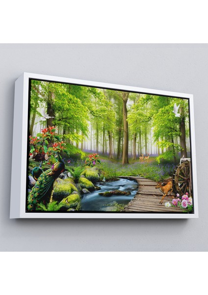 Çerçeveli Ormandaki Hayvanlar Dekoratif Kanvas Duvar TABLOSU-3713 fırsatları