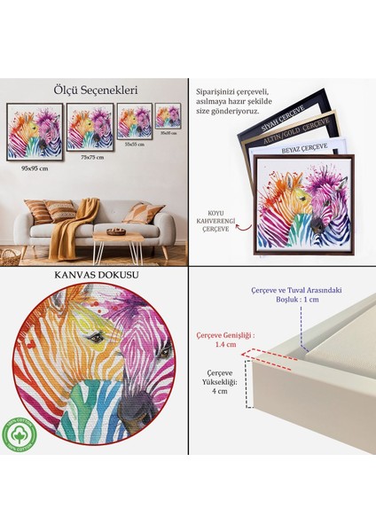 Çerçeveli Zebralar Dekoratif Kanvas TABLO-5810 fırsatları