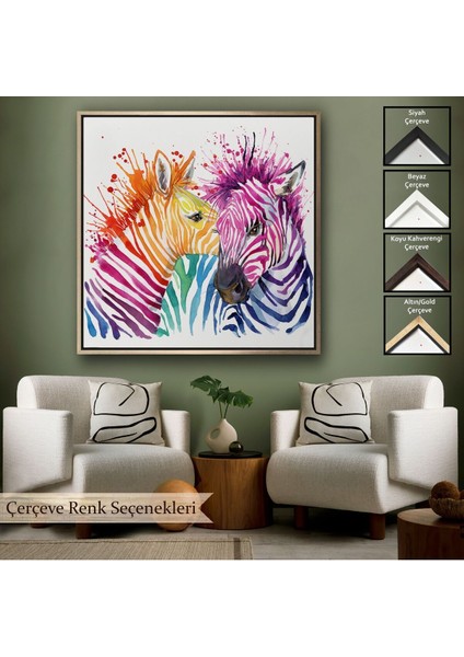 Çerçeveli Zebralar Dekoratif Kanvas TABLO-5810 indirimleri
