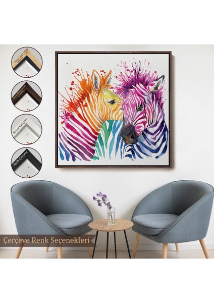 Çerçeveli Zebralar Dekoratif Kanvas TABLO-5810