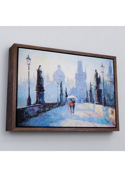 Çerçeveli Şemsiye Altında Bir Çift Aşık Temalı Kanvas Duvar TABLOSU-1187 fiyatları
