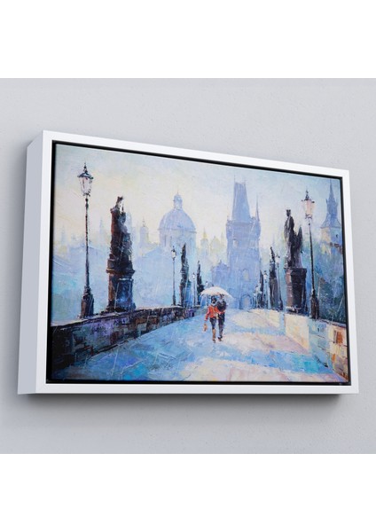 Çerçeveli Şemsiye Altında Bir Çift Aşık Temalı Kanvas Duvar TABLOSU-1187 fırsatları
