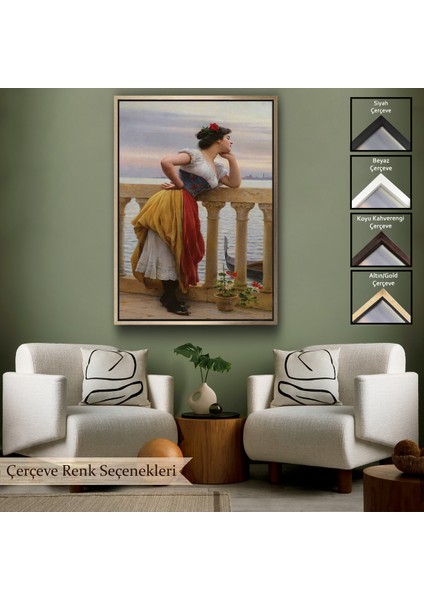 Çerçeveli Eugen Von Blaas In Bekleyiş Isimli Eseri Duvar TABLOSU-6117