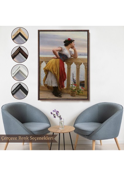 Çerçeveli Eugen Von Blaas In Bekleyiş Isimli Eseri Duvar TABLOSU-6117