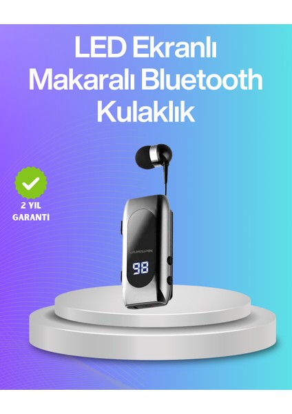 Bluetooth 5.2 Klipsli Kablosuz Kulaklık – Dijital Ekran & Titreşimli Uyarı