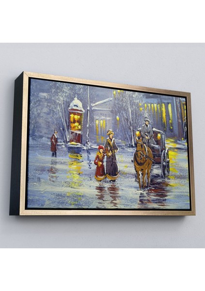 Çerçeveli Eski Şehir ve At Arabası Yağlıboya Görünüm Dekoratif Kanvas Duvar TABLOSU-3573 fiyatları