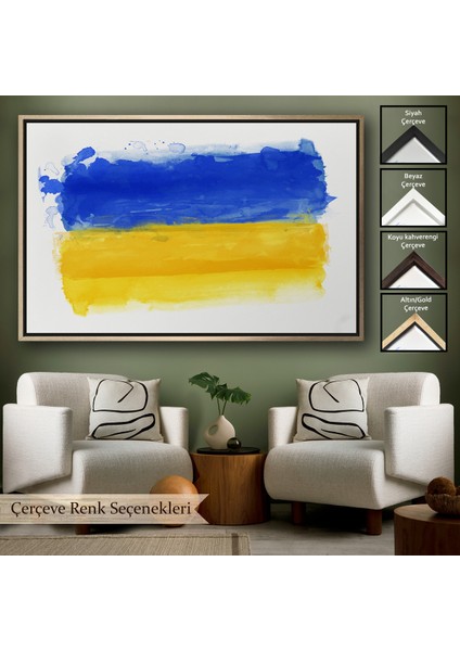 Çerçeveli Ukrayna BAYRAĞI-7268