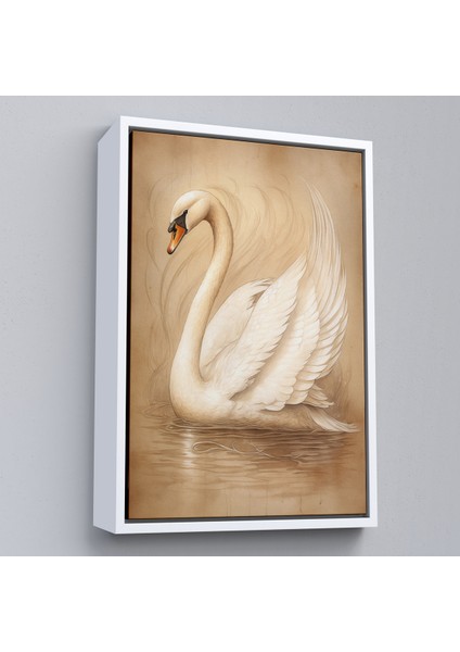 Çerçeveli Beyaz Zarif Kuğu TABLO-7603