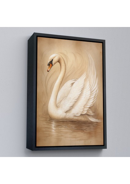 Çerçeveli Beyaz Zarif Kuğu TABLO-7603 fırsatları