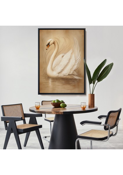 Çerçeveli Beyaz Zarif Kuğu TABLO-7603