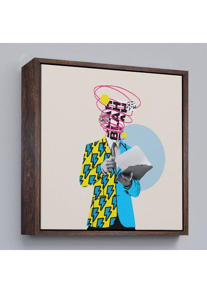 Çerçeveli Çizgi Roman Kahramanı Kahvesini Yudumluyor Pop Art Kanvas TABLO-5800