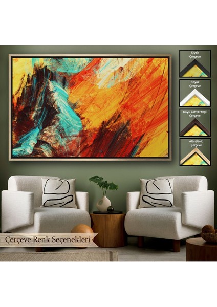 Çerçeveli Fütüristik Soyut Görünüm Dekoratif Kanvas Duvar TABLOSU-3560