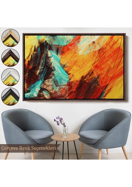 Çerçeveli Fütüristik Soyut Görünüm Dekoratif Kanvas Duvar TABLOSU-3560