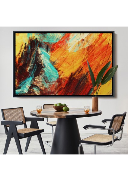 Çerçeveli Fütüristik Soyut Görünüm Dekoratif Kanvas Duvar TABLOSU-3560