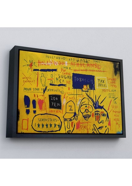 Çerçeveli Jean Michel Basquiat, Hollywood Africans 1983 Kanvas TABLO-5058