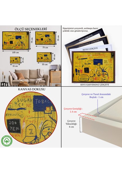 Çerçeveli Jean Michel Basquiat, Hollywood Africans 1983 Kanvas TABLO-5058 indirimleri