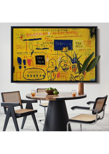Çerçeveli Jean Michel Basquiat, Hollywood Africans 1983 Kanvas TABLO-5058