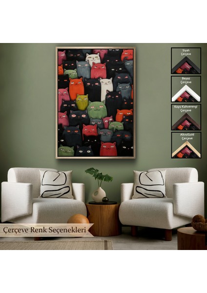 Çerçeveli Sevimli Kediler TABLOSU-7969