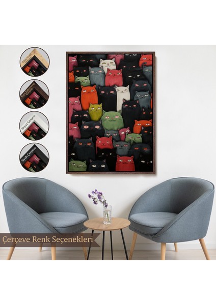 Çerçeveli Sevimli Kediler TABLOSU-7969