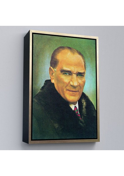 Çerçeveli Atatürk Portre Tablosu Mustafa Kemal Atatürk Dikdörtgen Dekoratif Kanvas Tablo-70