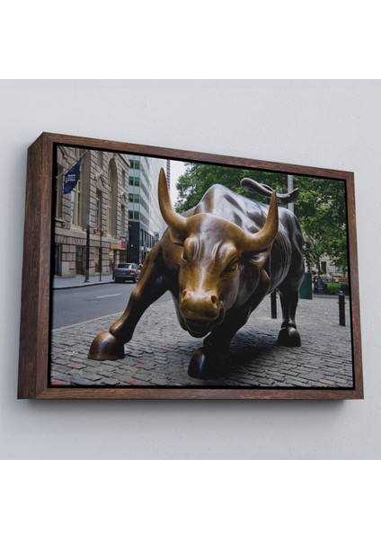 Çerçeveli New York Boğa Heykeli Kanvas Tablo / Charging BULL-5160 fiyatları