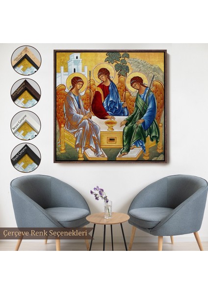 Çerçeveli Andrei Rublev Tarafından Kutsal Üçleme Kanvas Tablo, Hristiyan Kilise HEDIYESI-5327