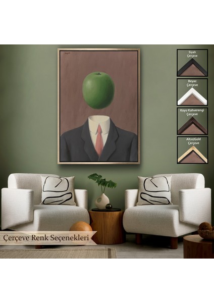Çerçeveli Rene Magritte - Soyut Sabit Fikir TABLOSU-7343
