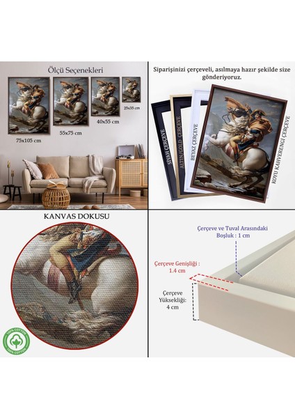 Çerçeveli Bonaparte Franchissant Le Grand-Saint-Bernard TABLOSU-6296 indirimleri