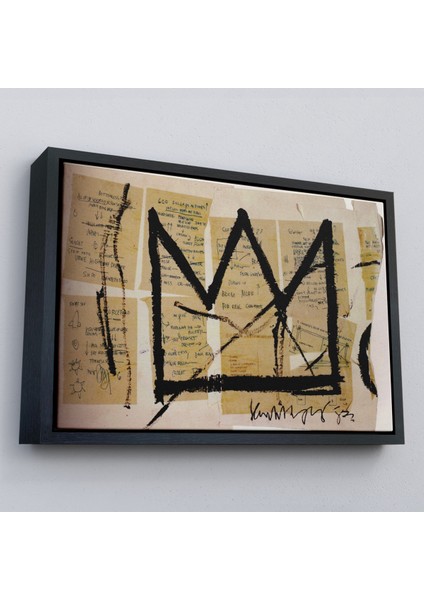 Çerçeveli Jean Michel Basquiat Notlar ve Taç Eseri Kanvas TABLO-5001 modelleri