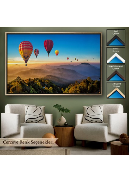 Çerçeveli Hava Balonları Dekoratif Kanvas Duvar TABLOSU-3580