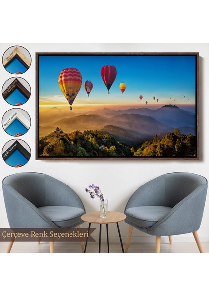 Çerçeveli Hava Balonları Dekoratif Kanvas Duvar TABLOSU-3580