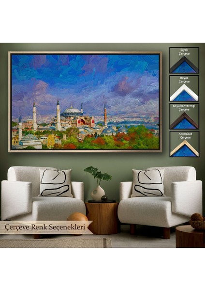 Çerçeveli Ayasofya Camii Yağlıboya Görünüm Kanvas Duvar TABLOSU-3690