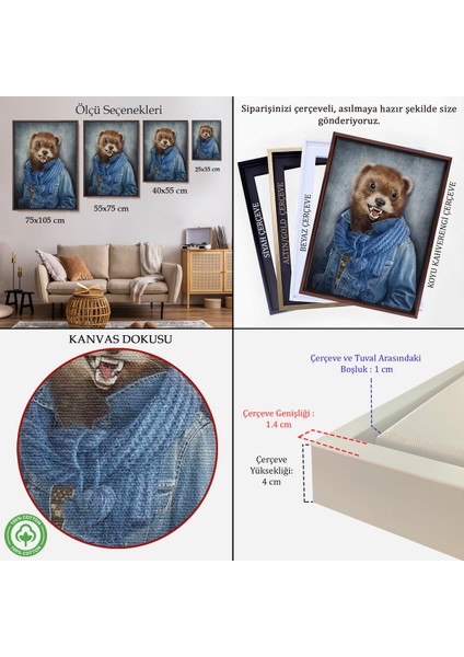 Çerçeveli Simsar Kafalı Insan Kanvas TABLO-4990 indirimleri