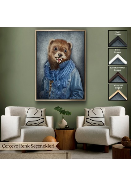 Çerçeveli Simsar Kafalı Insan Kanvas TABLO-4990