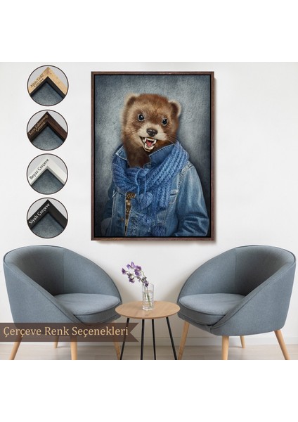 Çerçeveli Simsar Kafalı Insan Kanvas TABLO-4990