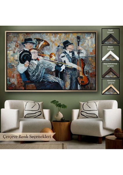 Çerçeveli Müzik Çalan Orkestra Dekoratif Duvar TABLOSU-3743