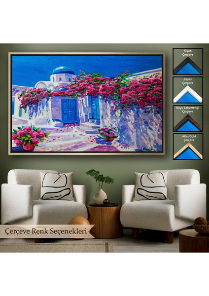 Çerçeveli Yunanistan Santorini Dekoratif Duvar TABLOSU-3677