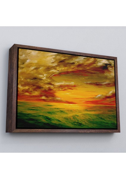 Çerçeveli Deniz Manzarası Yağlıboya Görünüm Dekoratif Kanvas Duvar TABLOSU-3762