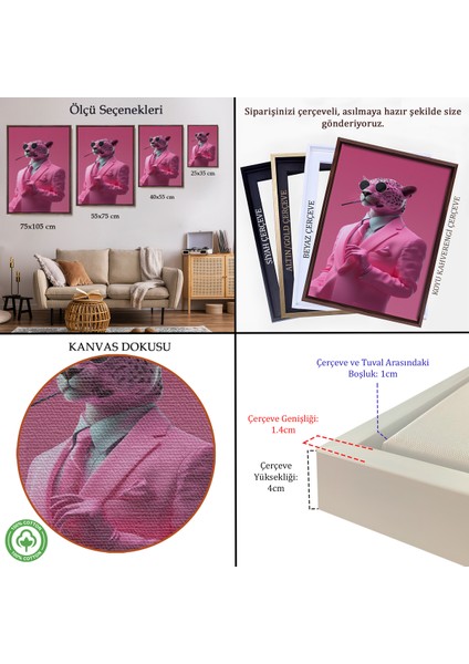 Çerçeveli Içen Pembe Leopar TABLO-7859 indirimleri
